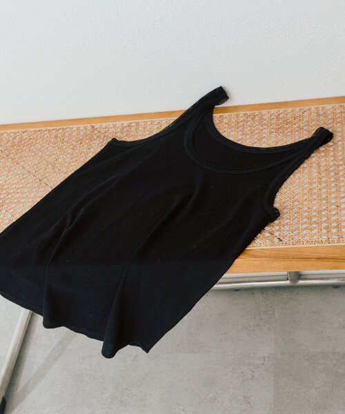 RIVE DROITE（リヴドロワ）の「【フェミニンなムードを演出】チュールリブタンクトップ（キャミソール・レディース・ピンク/オフホワイト/ブラック/サックスブルー・FREE）」の3枚目の写真