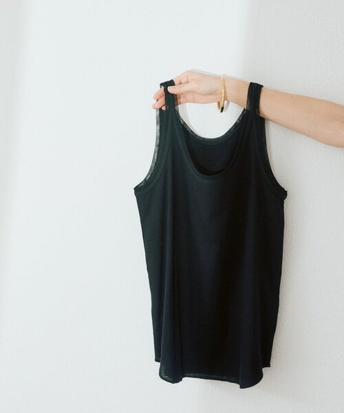 RIVE DROITE（リヴドロワ）の「【フェミニンなムードを演出】チュールリブタンクトップ（キャミソール・レディース・ピンク/オフホワイト/ブラック/サックスブルー・FREE）」の18枚目の写真