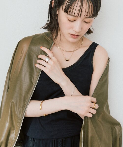 RIVE DROITE（リヴドロワ）の「【伸縮性/洗濯機洗い可/レイヤードにおすすめ】チュールリブタンクトップ（キャミソール・レディース・オフホワイト/サックスブルー/ブラック/ピンク・FREE）」の12枚目の写真