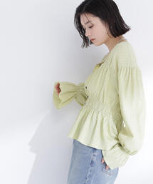 NATURAL BEAUTY BASIC | ◇Ｖネックギャザーブラウス(シャツ/ブラウス)