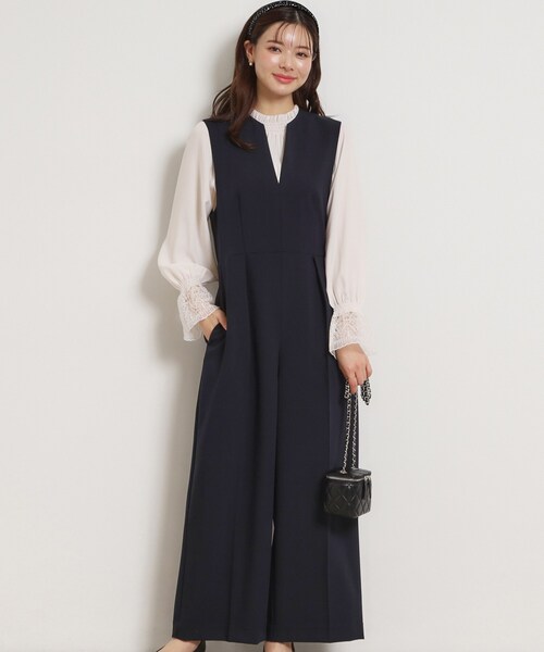 couture brooch（クチュールブローチ）の「TRダブルクロスオールインワン（サロペット/オーバーオール・レディース・ネイビー/ナチュラル・40/38）」の2枚目の写真