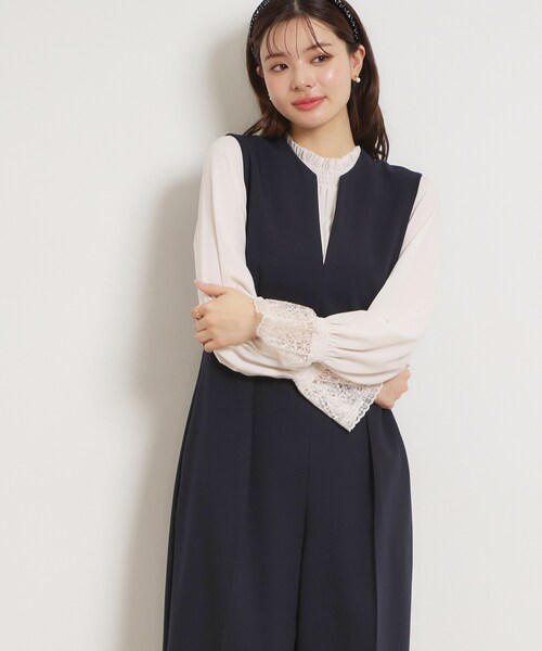 couture brooch（クチュールブローチ）の「TRダブルクロスオールインワン（サロペット/オーバーオール・レディース・ネイビー/ナチュラル・40/38）」の10枚目の写真