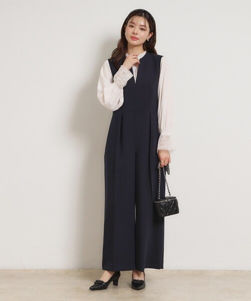 couture brooch（クチュールブローチ）の「TRダブルクロスオールインワン（サロペット/オーバーオール・レディース・ネイビー/ナチュラル・40/38）」の12枚目の写真