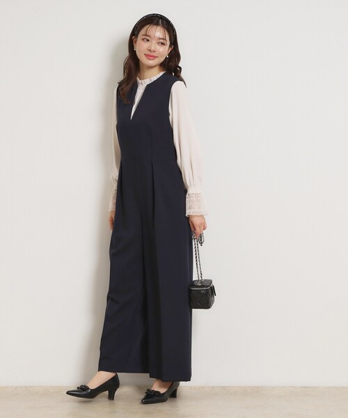 couture brooch（クチュールブローチ）の「TRダブルクロスオールインワン（サロペット/オーバーオール・レディース・ネイビー/ナチュラル・40/38）」の13枚目の写真