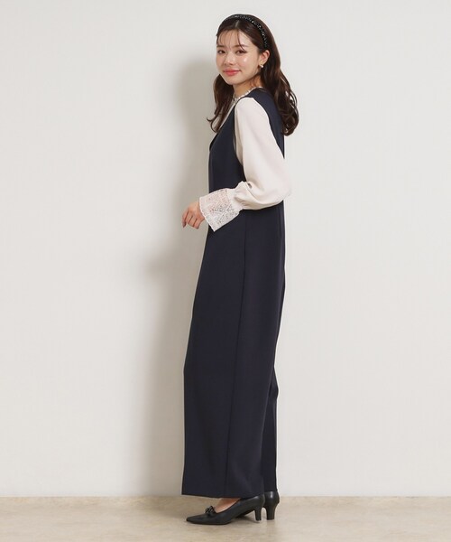 couture brooch（クチュールブローチ）の「TRダブルクロスオールインワン（サロペット/オーバーオール・レディース・ネイビー/ナチュラル・40/38）」の14枚目の写真