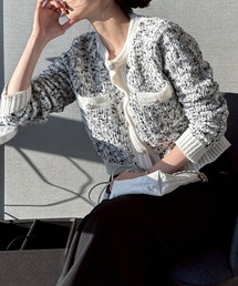 ツイードニット カーディガン ジャケット」に該当するレディース