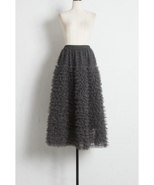 tocco closet(トッコ クローゼット)の「【ZOZO限定】ボリュームチュールフリルスカート(スカート・レディース・ブラック/アイボリー/グレー・M)」の12枚目の写真