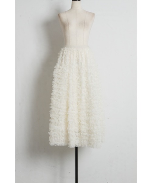 tocco closet(トッコ クローゼット)の「【ZOZO限定】ボリュームチュールフリルスカート(スカート・レディース・ブラック/アイボリー/グレー・M)」の14枚目の写真