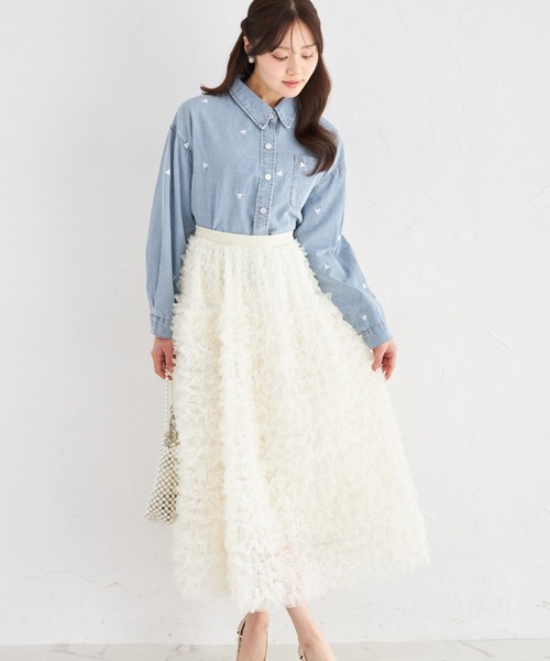 tocco closet(トッコ クローゼット)の「【ZOZO限定】ボリュームチュールフリルスカート(スカート・レディース・ブラック/アイボリー/グレー・M)」の5枚目の写真