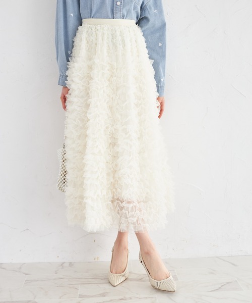 tocco closet(トッコ クローゼット)の「【ZOZO限定】ボリュームチュールフリルスカート(スカート・レディース・ブラック/アイボリー/グレー・M)」の6枚目の写真