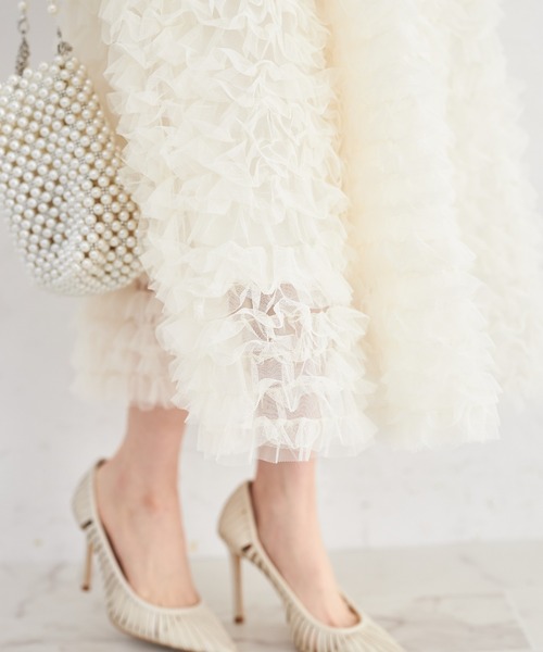 tocco closet(トッコ クローゼット)の「【ZOZO限定】ボリュームチュールフリルスカート(スカート・レディース・ブラック/アイボリー/グレー・M)」の7枚目の写真