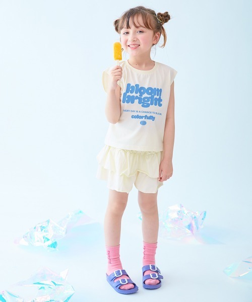devirock(デビロック)の「【ひやシャリ】接触冷感 ロゴタンクトップ+スカパン セットアップ(セットアップ・キッズ・イエロー系/ブルー系/ホワイト系/ブラック系・120cm/130cm/110cm/100cm/160cm/150cm/140cm)」の12枚目の写真