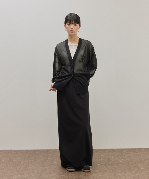 ADAM ET ROPE'（アダムエロペ）の「【サステナブル】シアーロゴカーディガン（カーディガン/ボレロ・レディース・ブルー系その他4/ブラック/ホワイト・FREE）」の6枚目の写真