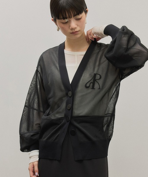 ADAM ET ROPE'（アダムエロペ）の「【サステナブル】シアーロゴカーディガン（カーディガン/ボレロ・レディース・ブルー系その他4/ブラック/ホワイト・FREE）」の16枚目の写真
