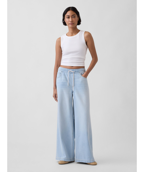 GAP(ギャップ)の「ミッドライズ ウルトラソフト イージーウエスト バギーデニム(デニムパンツ・レディース・ライトインディゴブルー・S/XS/M/L/XXS)」の2枚目の写真