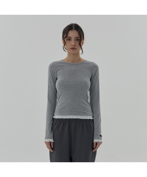 DEARSTALKER（ディアストーカー）の「D. BASIC WAVE LAYERED T - 4 COLOR（Tシャツ/カットソー・レディース・ライトグレー/ブラック/スカイブルー/ピンク・FREE）」の3枚目の写真