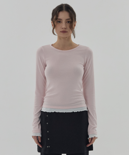 DEARSTALKER（ディアストーカー）の「D. BASIC WAVE LAYERED T - 4 COLOR（Tシャツ/カットソー・レディース・ライトグレー/ブラック/スカイブルー/ピンク・FREE）」の7枚目の写真