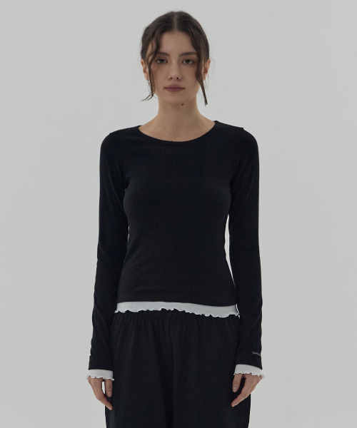 DEARSTALKER（ディアストーカー）の「D. BASIC WAVE LAYERED T - 4 COLOR（Tシャツ/カットソー・レディース・ライトグレー/ブラック/スカイブルー/ピンク・FREE）」の5枚目の写真