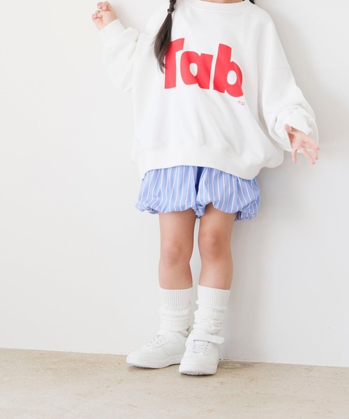 LOWRYS FARM（ローリーズファーム）の「ストライプバルーンショートパンツ　640737（その他パンツ・キッズ・ベージュ/ブルー・150cm/140cm/130cm/120cm/110cm）」の2枚目の写真