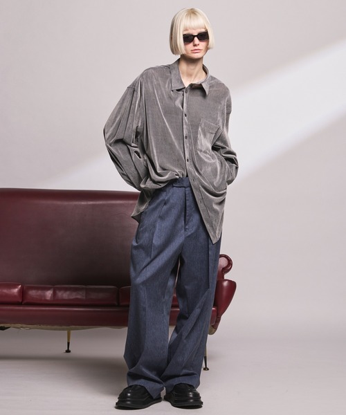 MAISON SPECIAL（メゾンスペシャル）の「《UNISEX》LINEN MIX Two-tuck Prime-Wide Tapered Slacks/リネンミックスプライムワイドツータックテーパードスラックス【MAISON SPECIAL/メゾンスペシャル】■セットアップ対応■（スラックス・メンズ・ブラック/ネイビー/アイボリー・2/1/0）」の4枚目の写真