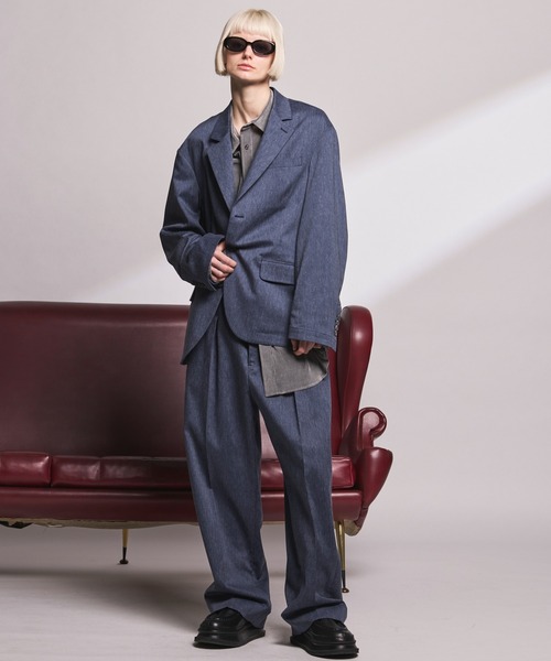 MAISON SPECIAL（メゾンスペシャル）の「《UNISEX》LINEN MIX Two-tuck Prime-Wide Tapered Slacks/リネンミックスプライムワイドツータックテーパードスラックス【MAISON SPECIAL/メゾンスペシャル】■セットアップ対応■（スラックス・メンズ・ブラック/ネイビー/アイボリー・2/1/0）」の5枚目の写真