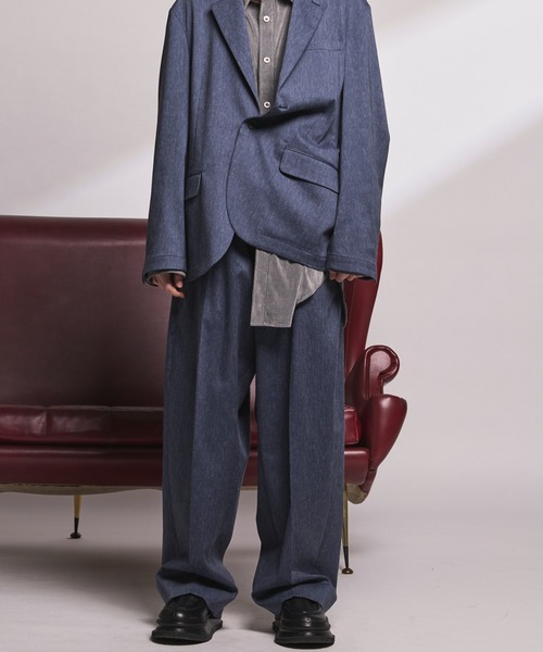 MAISON SPECIAL（メゾンスペシャル）の「《UNISEX》LINEN MIX Two-tuck Prime-Wide Tapered Slacks/リネンミックスプライムワイドツータックテーパードスラックス【MAISON SPECIAL/メゾンスペシャル】■セットアップ対応■（スラックス・メンズ・ブラック/ネイビー/アイボリー・2/1/0）」の9枚目の写真