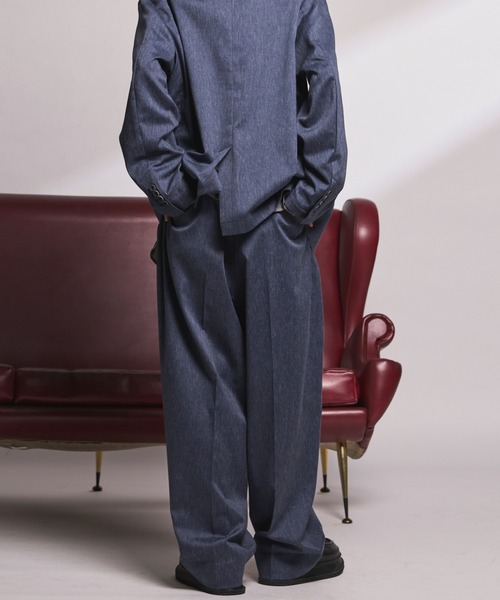 MAISON SPECIAL（メゾンスペシャル）の「《UNISEX》LINEN MIX Two-tuck Prime-Wide Tapered Slacks/リネンミックスプライムワイドツータックテーパードスラックス【MAISON SPECIAL/メゾンスペシャル】■セットアップ対応■（スラックス・メンズ・ブラック/ネイビー/アイボリー・2/1/0）」の11枚目の写真