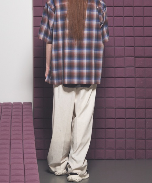 MAISON SPECIAL（メゾンスペシャル）の「《UNISEX》LINEN MIX One-tuck Prime-Wide Tapered Slacks/リネンミックスプライムワイドワンタックテーパードスラックス【MAISON SPECIAL/メゾンスペシャル】■セットアップ対応■（スラックス・メンズ・ブラック/ネイビー/アイボリー・2/1/0）」の21枚目の写真