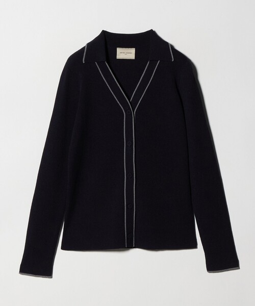 UNITED ARROWS（ユナイテッドアローズ）の「スキッパー リブカーディガン ‐ウォッシャブル‐（カーディガン/ボレロ・レディース・ベージュ/ネイビー・FREE）」の2枚目の写真