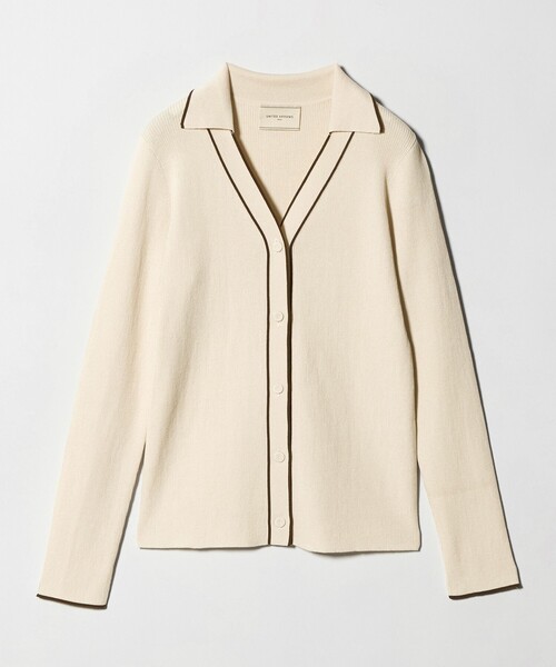 UNITED ARROWS(ユナイテッドアローズ)の「スキッパー リブカーディガン ‐ウォッシャブル‐(カーディガン/ボレロ・レディース・ベージュ/ネイビー・FREE)」の5枚目の写真