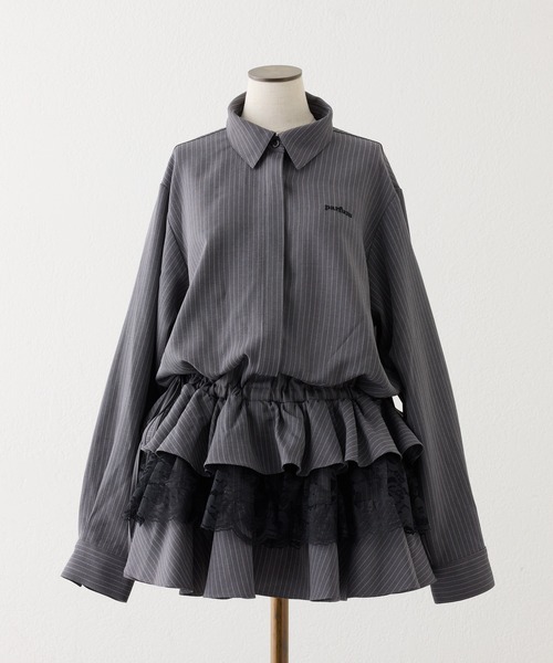 one after another NICE CLAUP(ワンアフターアナザーナイスクラップ)の「ティアードシャツワンピース(シャツワンピース・レディース・サックスブルー/オフホワイト/グレー・FREE)」の20枚目の写真