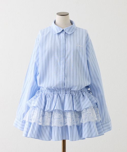 one after another NICE CLAUP(ワンアフターアナザーナイスクラップ)の「ティアードシャツワンピース(シャツワンピース・レディース・サックスブルー/オフホワイト/グレー・FREE)」の19枚目の写真