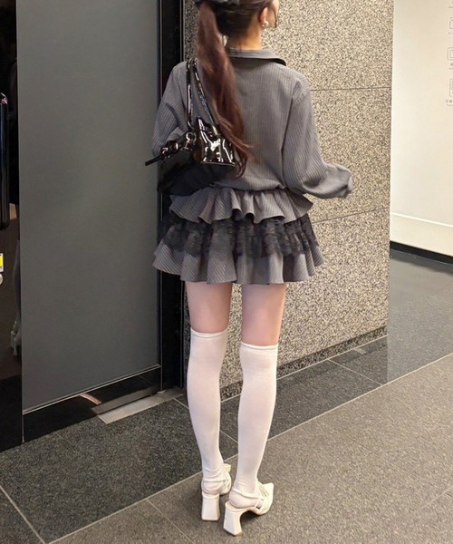 one after another NICE CLAUP(ワンアフターアナザーナイスクラップ)の「ティアードシャツワンピース(シャツワンピース・レディース・サックスブルー/オフホワイト/グレー・FREE)」の5枚目の写真