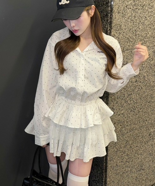 one after another NICE CLAUP(ワンアフターアナザーナイスクラップ)の「ティアードシャツワンピース(シャツワンピース・レディース・サックスブルー/オフホワイト/グレー・FREE)」の9枚目の写真