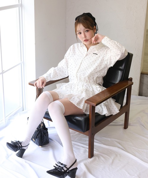 one after another NICE CLAUP(ワンアフターアナザーナイスクラップ)の「ティアードシャツワンピース(シャツワンピース・レディース・サックスブルー/オフホワイト/グレー・FREE)」の21枚目の写真