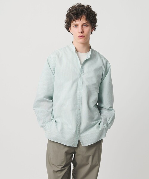 UNITED ARROWS(ユナイテッドアローズ)の「フェザーポプリン ストライプ バンドカラー シャツ(シャツ/ブラウス・メンズ・ライトブルー/ライム・S/XL/M/L)」の3枚目の写真