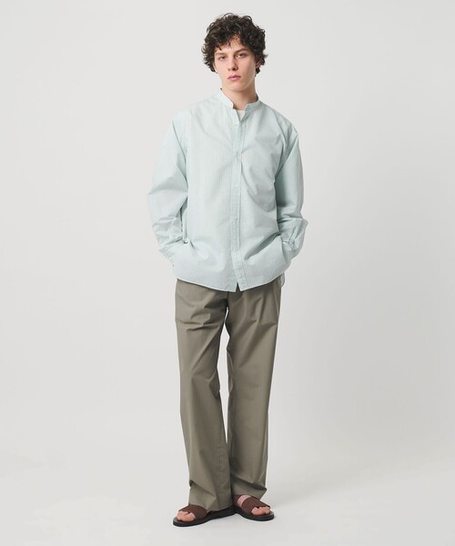 UNITED ARROWS(ユナイテッドアローズ)の「フェザーポプリン ストライプ バンドカラー シャツ(シャツ/ブラウス・メンズ・ライトブルー/ライム・S/XL/M/L)」の4枚目の写真