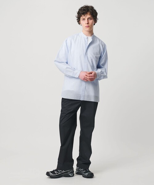 UNITED ARROWS(ユナイテッドアローズ)の「フェザーポプリン ストライプ バンドカラー シャツ(シャツ/ブラウス・メンズ・ライトブルー/ライム・S/XL/M/L)」の5枚目の写真