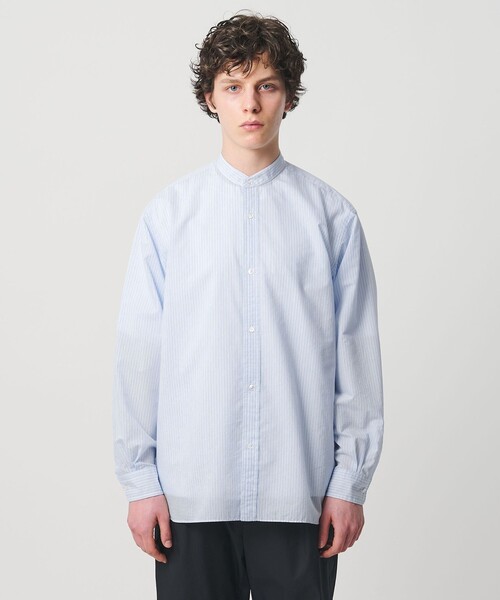 UNITED ARROWS(ユナイテッドアローズ)の「フェザーポプリン ストライプ バンドカラー シャツ(シャツ/ブラウス・メンズ・ライトブルー/ライム・S/XL/M/L)」の6枚目の写真