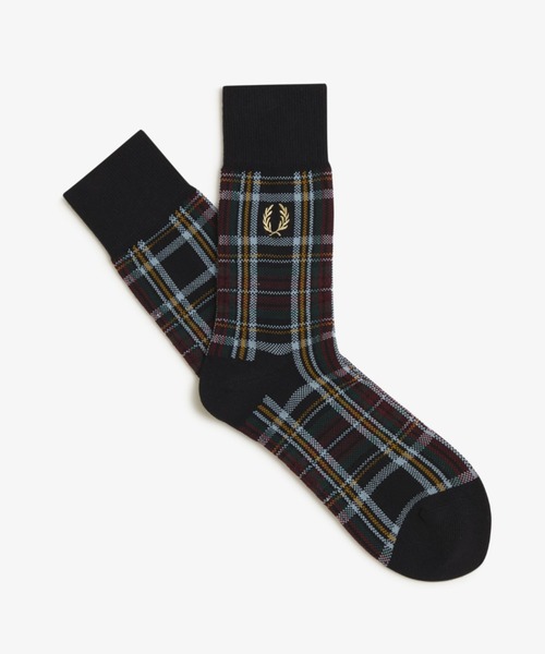 FRED PERRY(フレッドペリー)の「Tartan Socks/タータンチェックソックス(ソックス/靴下・メンズ・ブラック・4-6/6-8)」の1枚目の写真