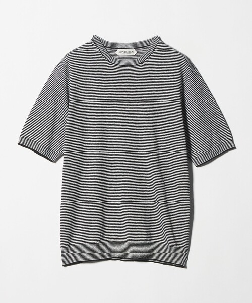 SOVEREIGN(ソブリン)の「<SOVEREIGN>リネン ボーダー ニットTシャツ(Tシャツ/カットソー・メンズ・ブラック・M/L)」の7枚目の写真
