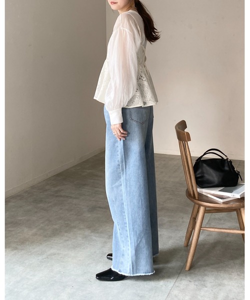 She's Closet(シーズクローゼット)の「バックリボン クロシェ編み風 レースキャミソール ペプラムトップス(キャミソール・レディース・ベージュ/ブラック/アイボリー・FREE)」の22枚目の写真