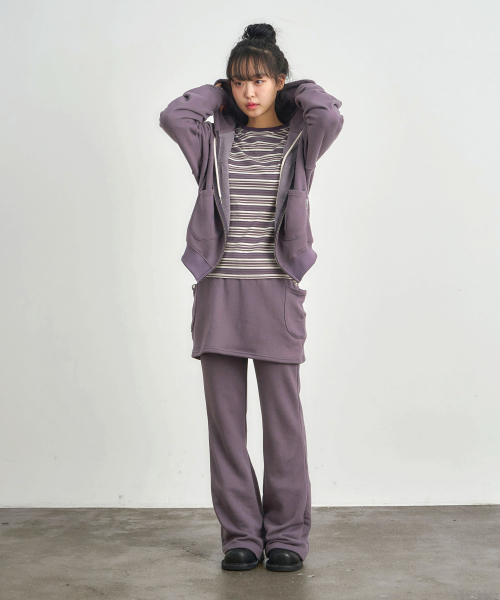 KIJIKO（キジコ）の「ke611-Bootcut Skirt Pants Purple（スウェットパンツ・レディース・パープル・FREE）」の11枚目の写真