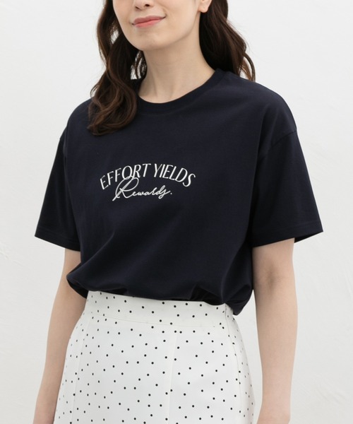 ハニさら・接触冷感・UVカット・遮熱】きれいめロゴTシャツ（T