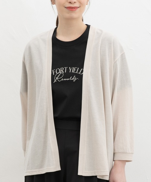Honeys(ハニーズ)の「【ハニさら・接触冷感・UVカット・遮熱】きれいめロゴTシャツ(Tシャツ/カットソー・レディース・オフホワイト/ネイビー/ベージュ/ピンク/ブラック・LL/M/S/L)」の3枚目の写真