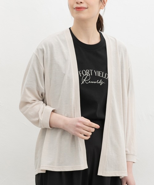 Honeys(ハニーズ)の「【ハニさら・接触冷感・UVカット・遮熱】きれいめロゴTシャツ(Tシャツ/カットソー・レディース・オフホワイト/ネイビー/ベージュ/ピンク/ブラック・LL/M/S/L)」の10枚目の写真