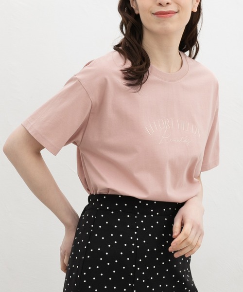 Honeys(ハニーズ)の「【ハニさら・接触冷感・UVカット・遮熱】きれいめロゴTシャツ(Tシャツ/カットソー・レディース・オフホワイト/ネイビー/ベージュ/ピンク/ブラック・LL/M/S/L)」の14枚目の写真