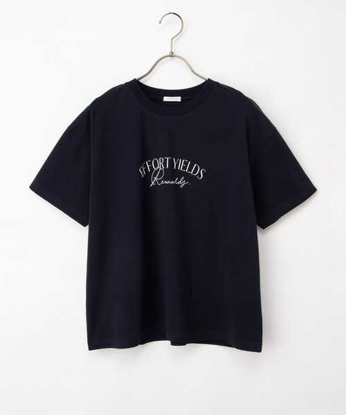 Honeys(ハニーズ)の「【ハニさら・接触冷感・UVカット・遮熱】きれいめロゴTシャツ(Tシャツ/カットソー・レディース・オフホワイト/ネイビー/ベージュ/ピンク/ブラック・LL/M/S/L)」の22枚目の写真