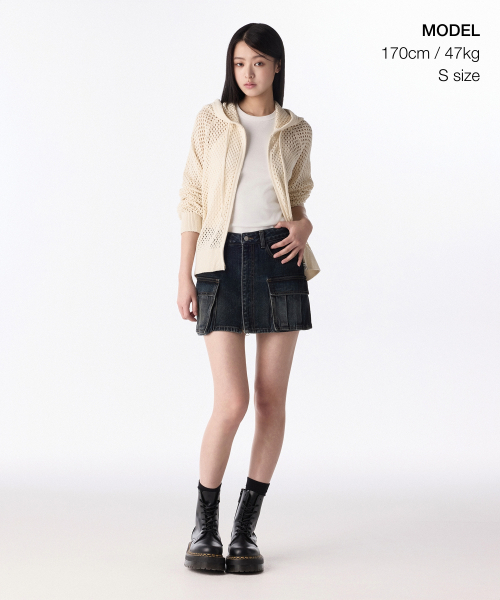 MUSINSA STANDARD WOMAN（ムシンサスタンダードウーマン）の「ウィメンズネットニットフードパーカー[クリーム]（パーカー・レディース・その他・M/L/S）」の2枚目の写真