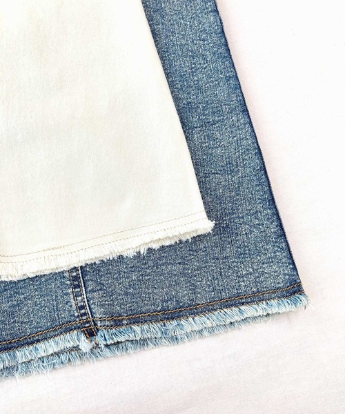 Q(キュー)の「ストレッチデニムナロースカート(スカート・レディース・ブルー/アイボリー・MEDIUM)」の14枚目の写真